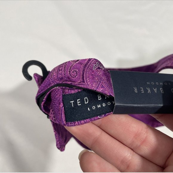 NWT $80‎ Ted Baker London [ MEN ] Preakness Paisley Silk Bow Tie in Berry Purple - Picture 8 of 9